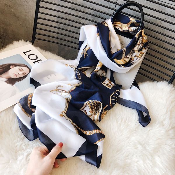 scarves 2021 famous designer ms. xin design gift silk scarf 1800x90cm deliverybt59, Blue;gray